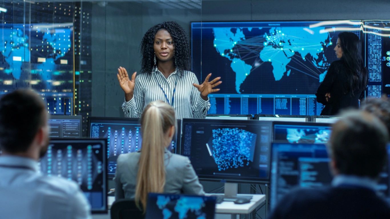 woman giving information